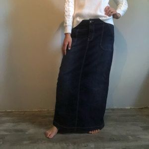 Long dark denim skirt